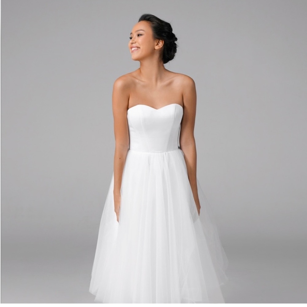 Short wedding dress, tea length wedding dress, strapless wedding dress, a-line